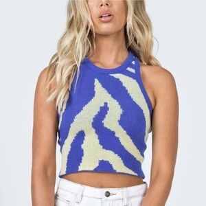 Princess Polly Lucinda top cream blue zebra size 4